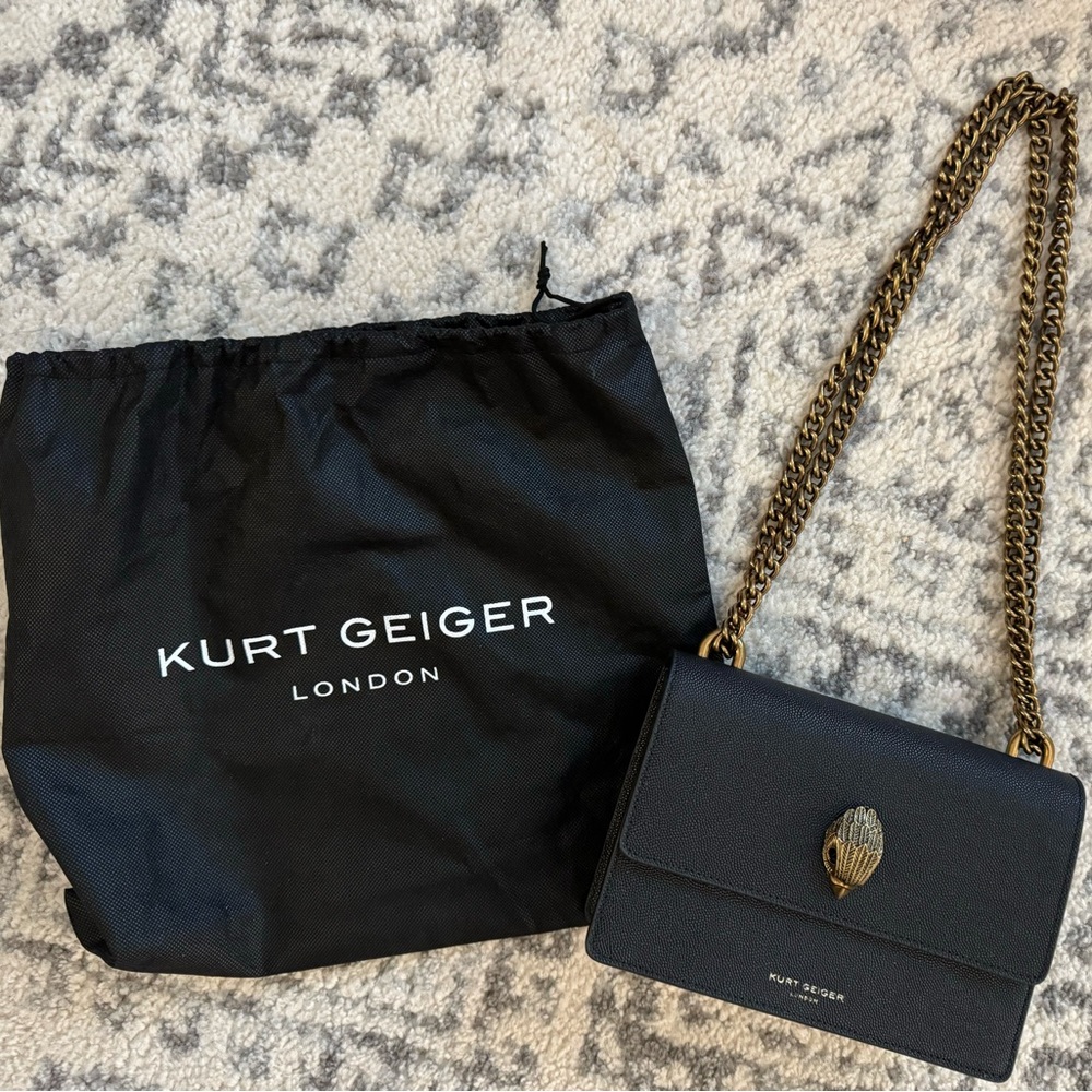 Kurt Geiger Black Crossbody Bag with Gold Chain